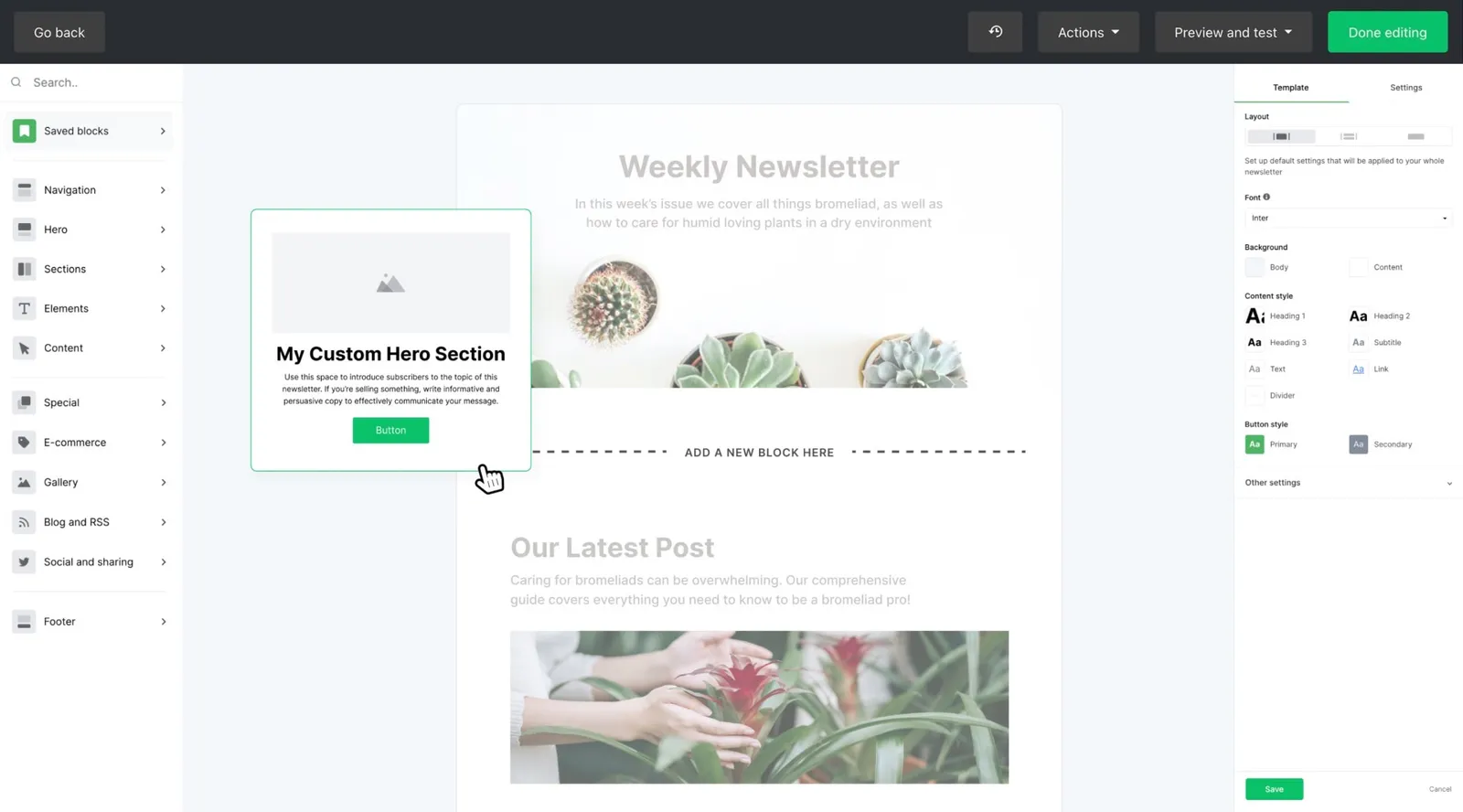MailerLite Email Editor - beste mailchimp alternatief voor e-mail ontwerp